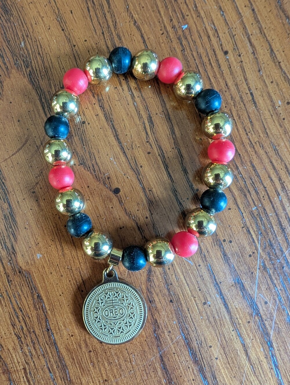 Rustic Cuff Oreo Beaded Stretch Bracelet Charm OS